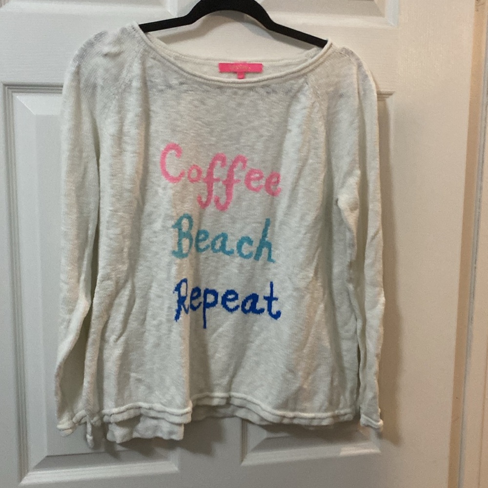 Lilly Pulitzer tshirt XL “coffee beach repeat” good condition